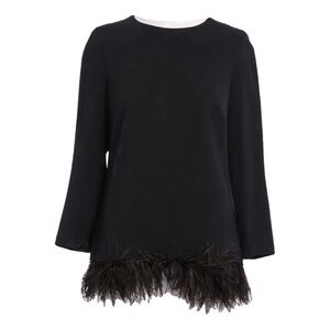 Escada Black Top with Feather Detail